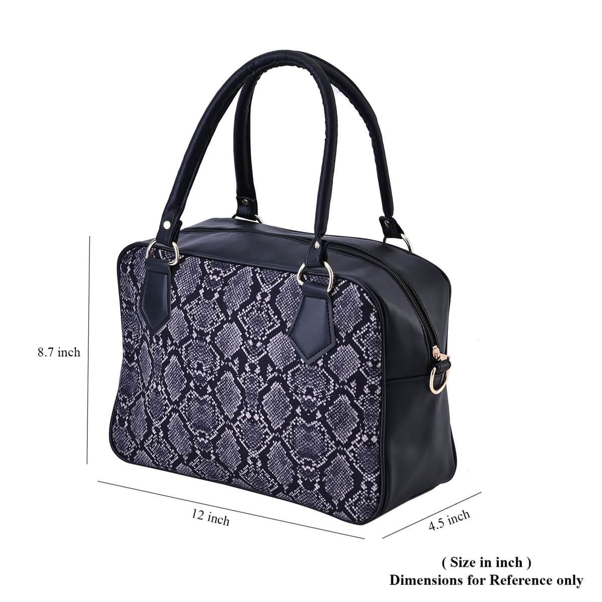 Black Snake Skin Print Faux Leather Crossbody Bag with Detachable Shoulder Strap image number 6
