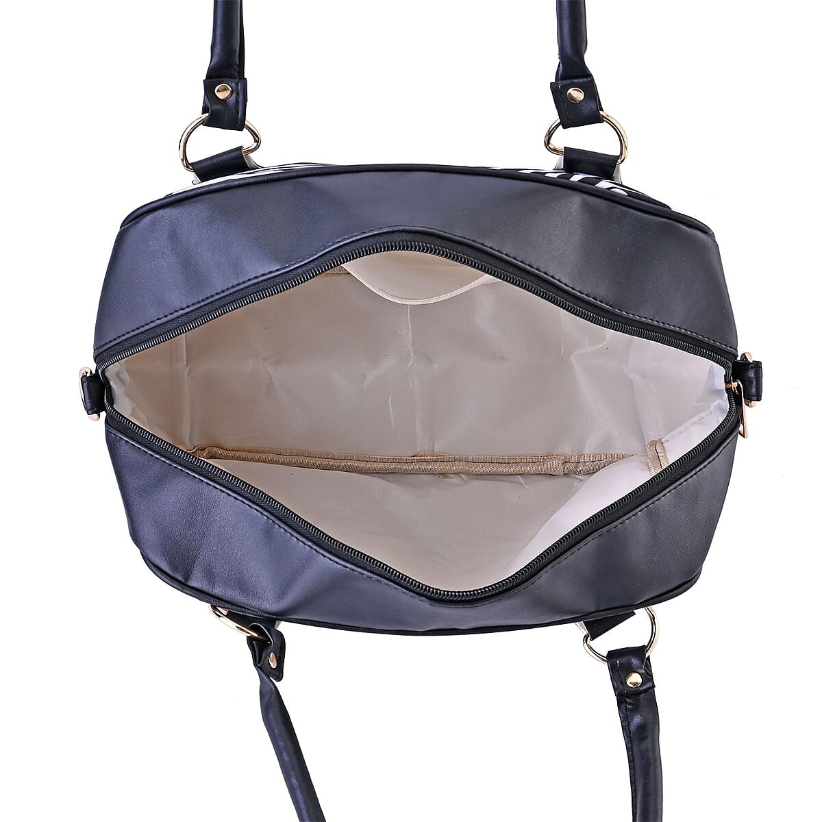 Black & White Zebra Skin Print Faux Leather Crossbody Bag with Detachable Shoulder Strap image number 4