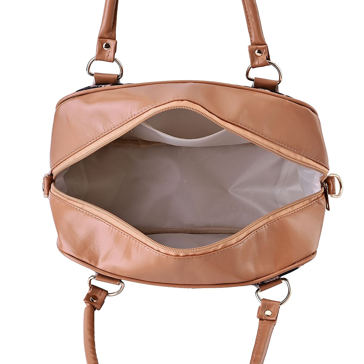 Beige Leopard Skin Print Faux Leather Crossbody Bag with Detachable Shoulder Strap image number 4