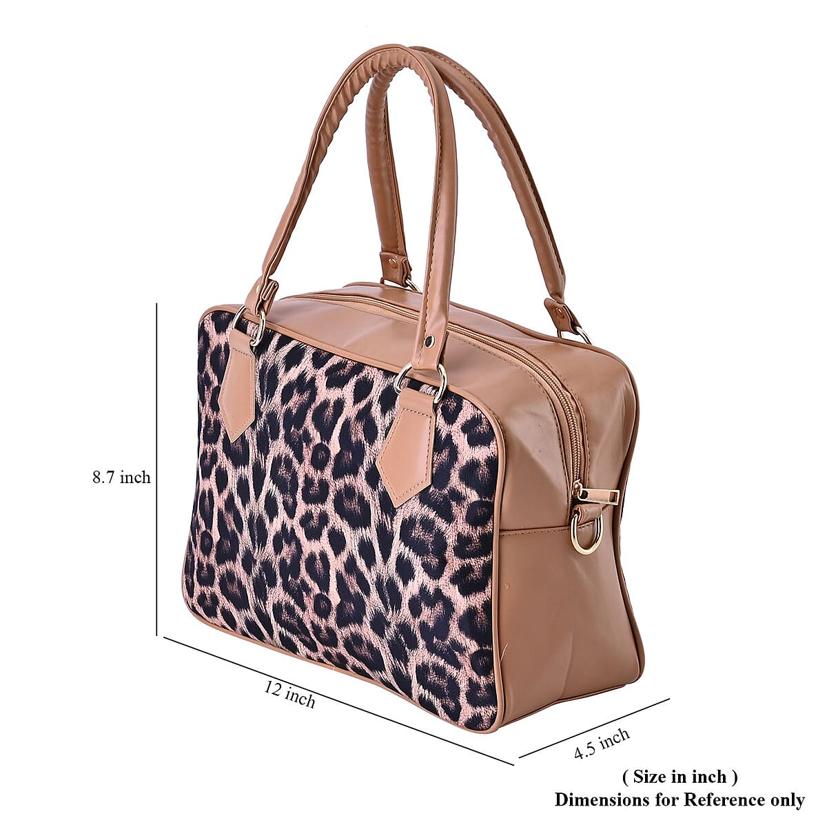 Beige Leopard Skin Print Faux Leather Crossbody Bag with Detachable Shoulder Strap image number 6