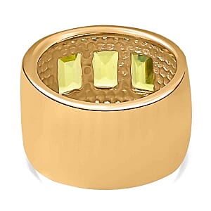 Peridot and White Zircon 3.64 ctw Ring in ION Plated YG Stainless Steel (Size 5.5)