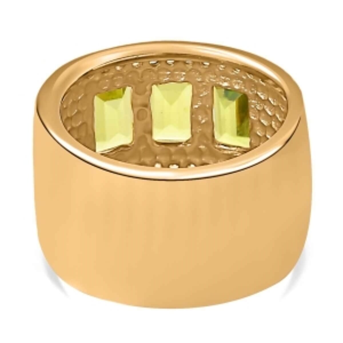 Peridot and White Zircon 3.64 ctw Ring in ION Plated YG Stainless Steel (Size 5.5) image number 5