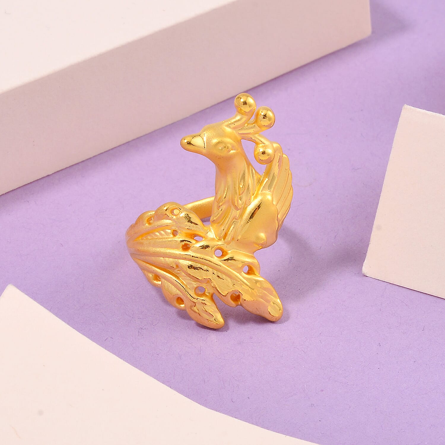 24K Yellow Gold Electroform Phoenix Ring (Size 10.0) 4.70 Grams