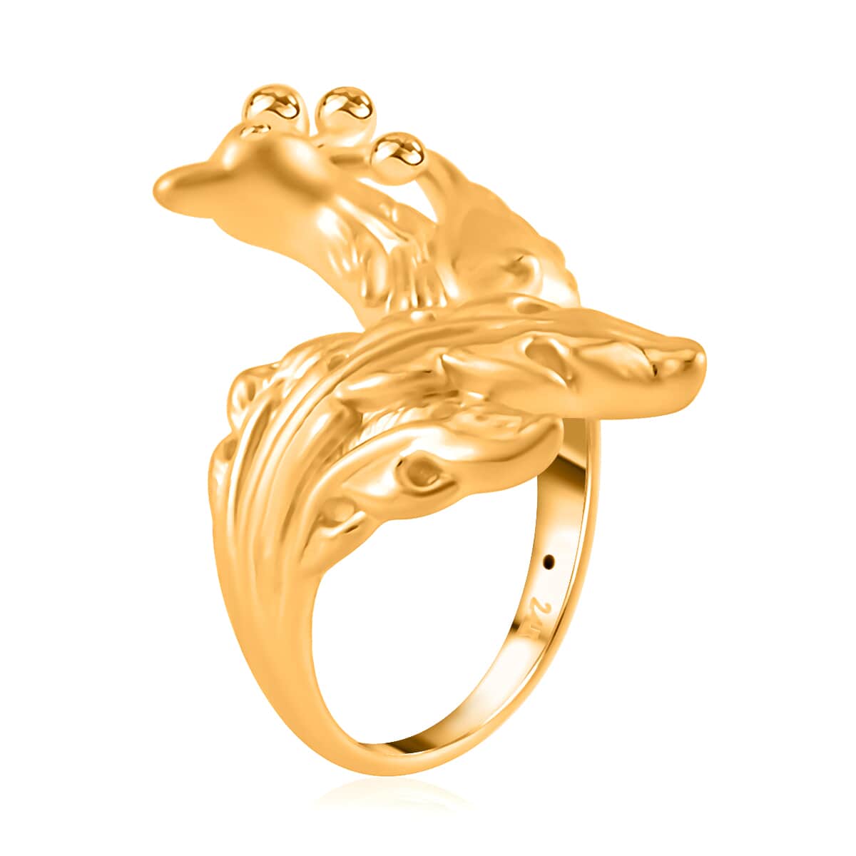 24K Yellow Gold Electroform Phoenix Ring 5.40 Grams image number 3