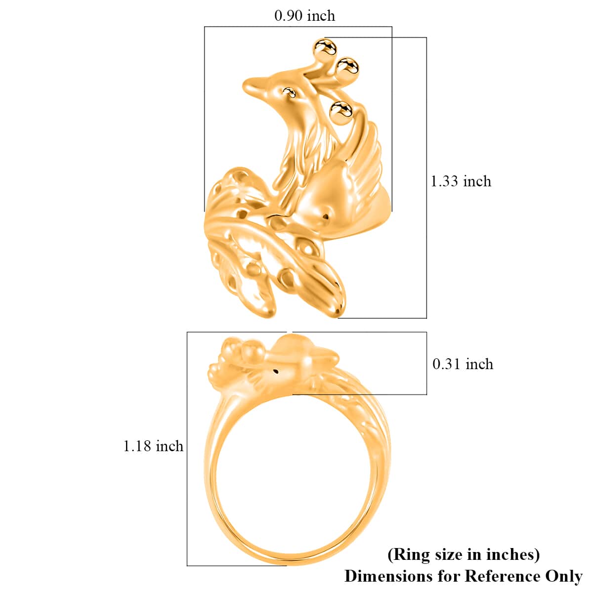 24K Yellow Gold Electroform Phoenix Ring 5.40 Grams image number 5