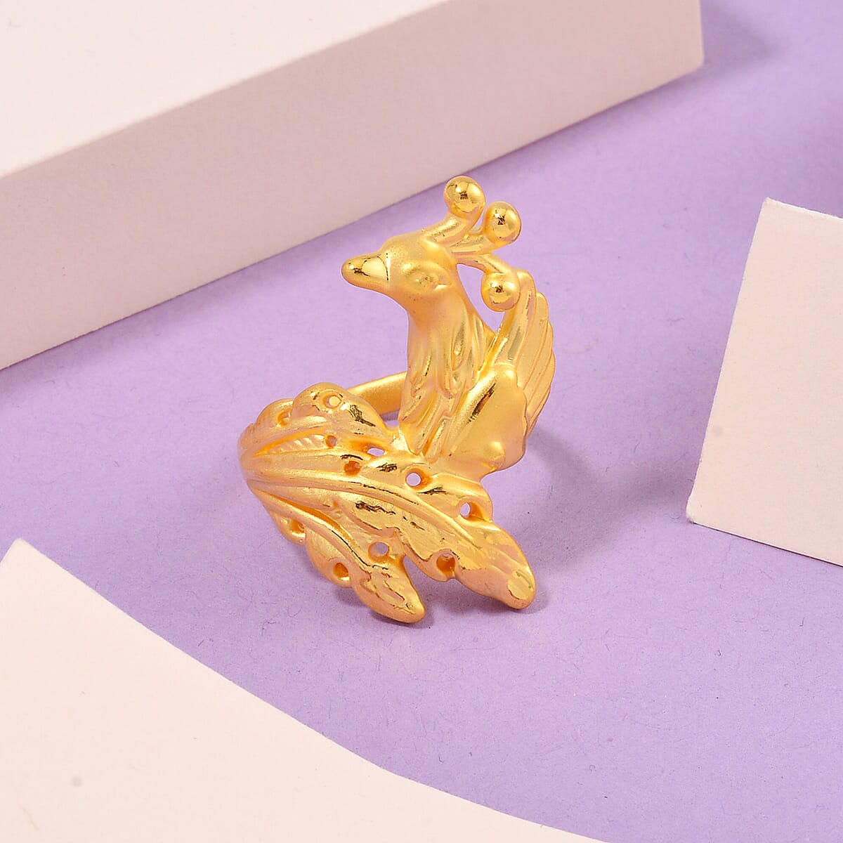 24K Yellow Gold Electroform Phoenix Ring (Size 8.0) 4.70 Grams image number 1