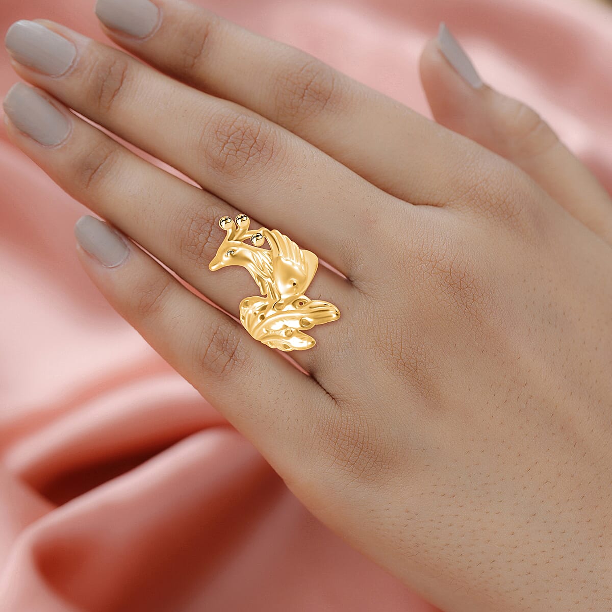 24K Yellow Gold Electroform Phoenix Ring (Size 8.0) 4.70 Grams image number 2