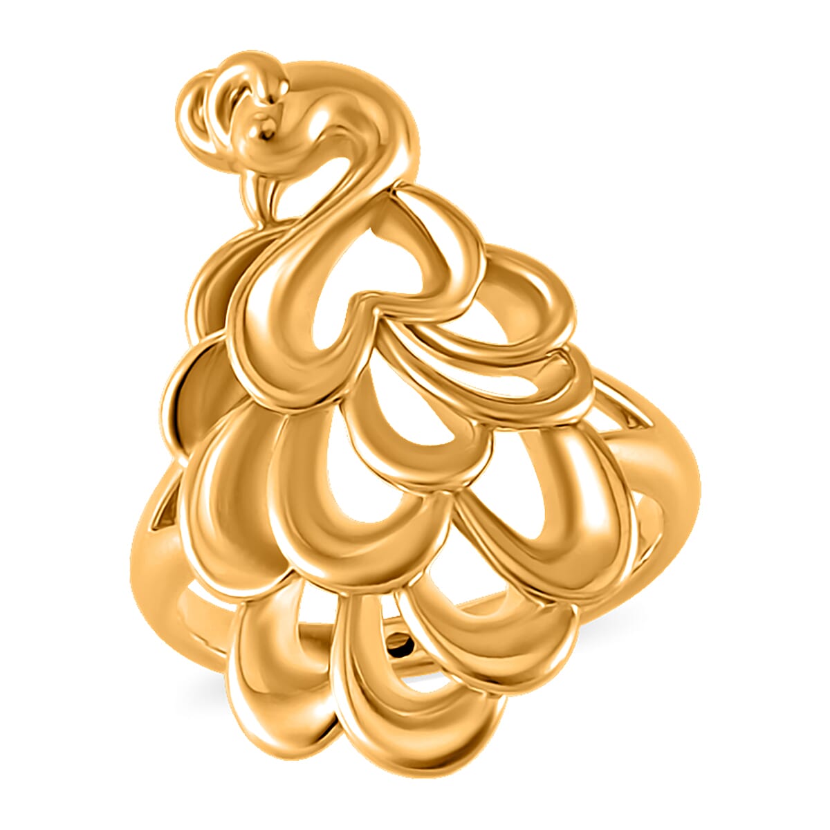 24K Yellow Gold Electroform Peacock Ring (Size 10.0) 3.20 Grams