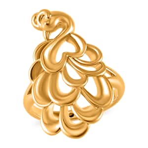 24K Yellow Gold Electroform Peacock Ring (Size 7.0) 3.20 Grams