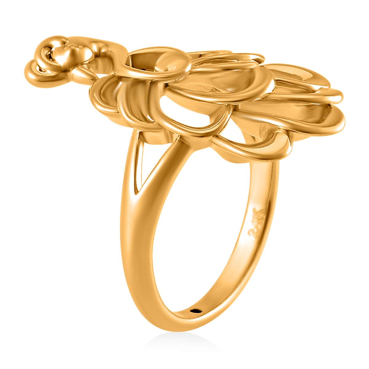 24K Yellow Gold Electroform Peacock Ring (Size 7.0) 3.20 Grams image number 2