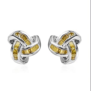 Diamond Knot Stud Earrings in Platinum Over Sterling Silver 0.25 ctw