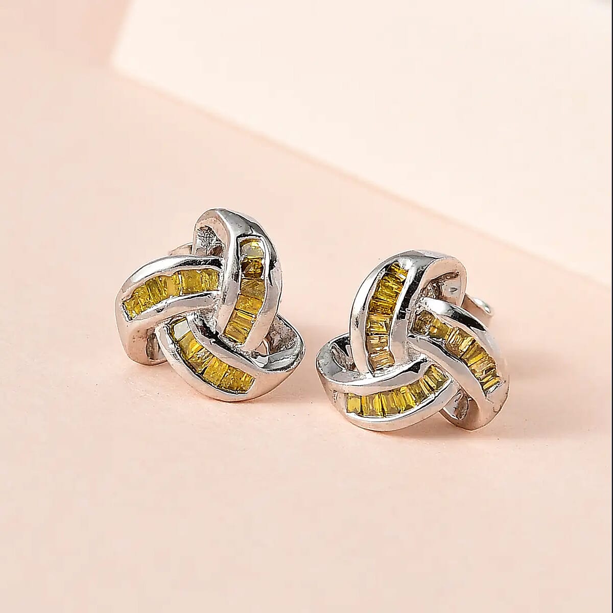 Diamond Knot Stud Earrings in Platinum Over Sterling Silver 0.25 ctw image number 1