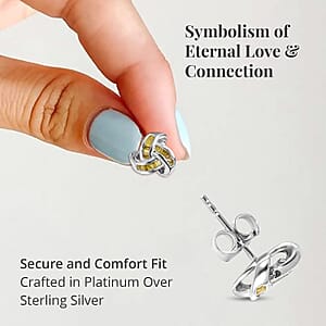 Diamond Knot Stud Earrings in Platinum Over Sterling Silver 0.25 ctw