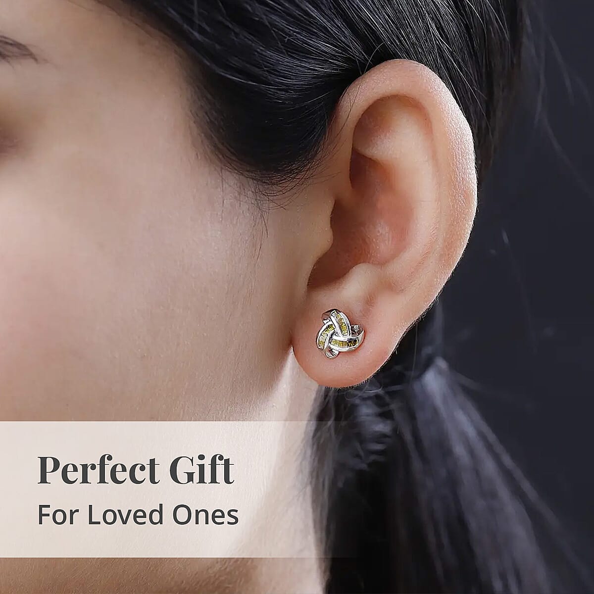 Diamond Knot Stud Earrings in Platinum Over Sterling Silver 0.25 ctw image number 4