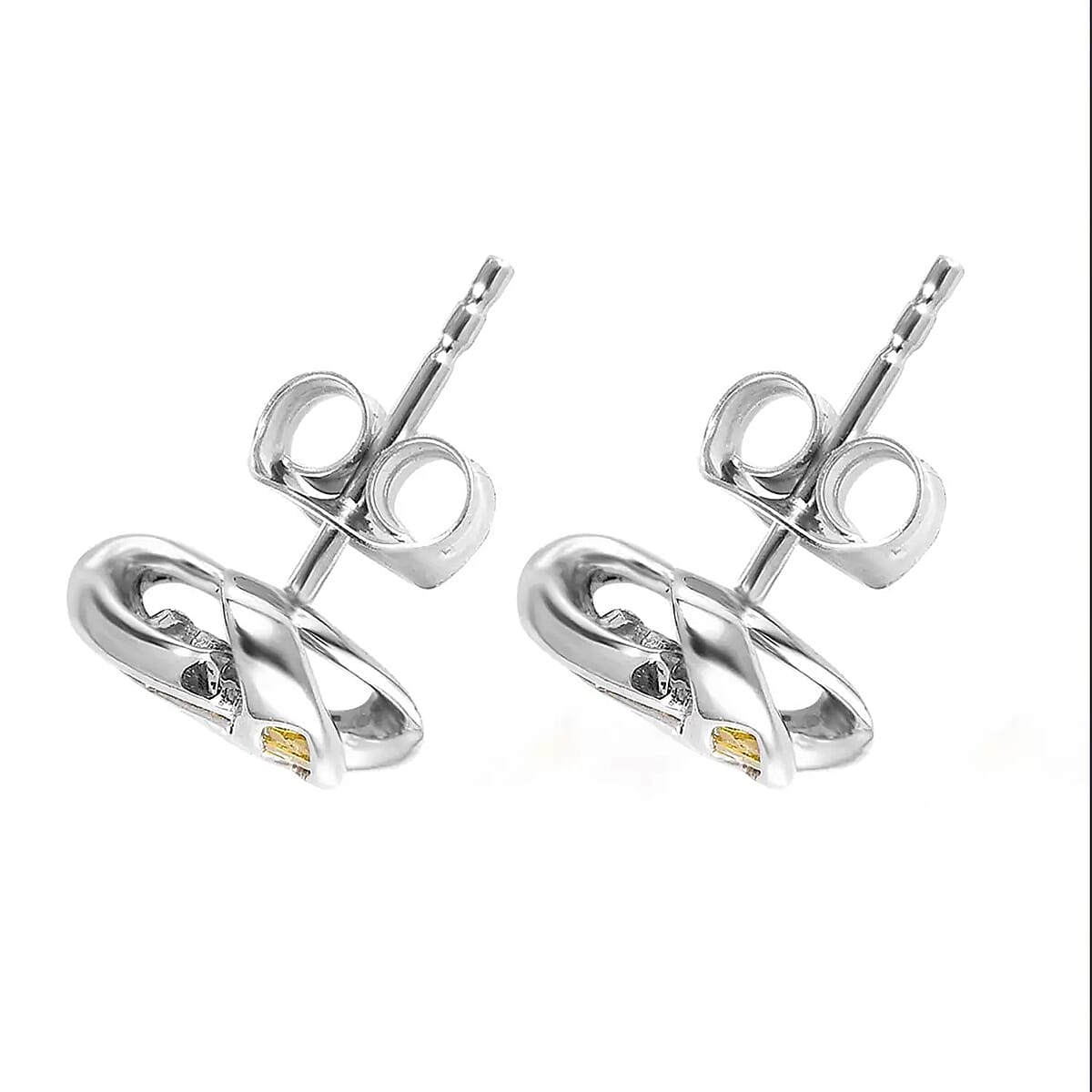 Diamond Knot Stud Earrings in Platinum Over Sterling Silver 0.25 ctw image number 5