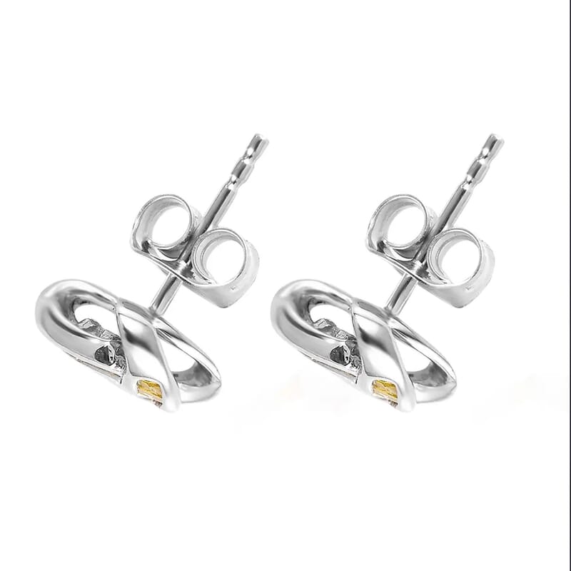 Yellow Diamond 0.25 ctw Knot Earrings in Platinum Over Sterling Silver