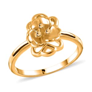 24K Yellow Gold Electroform Peony Floral Ring (Size 6.0) 1.35 Grams