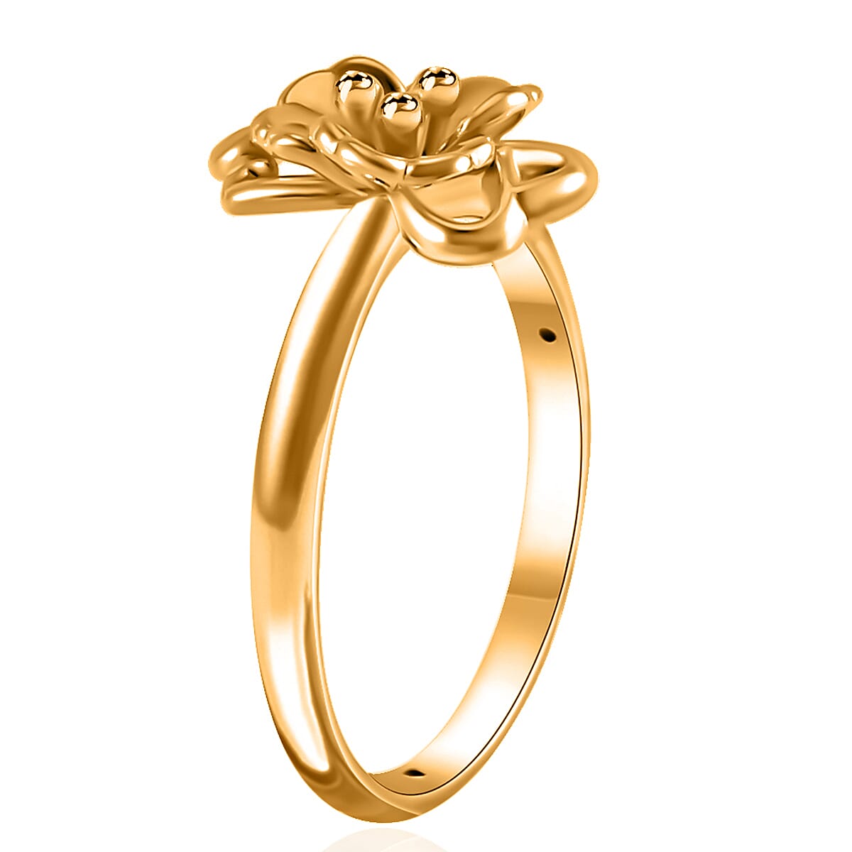 24K Yellow Gold Electroform Peony Floral Ring (Size 7.0) 1.35 Grams image number 2