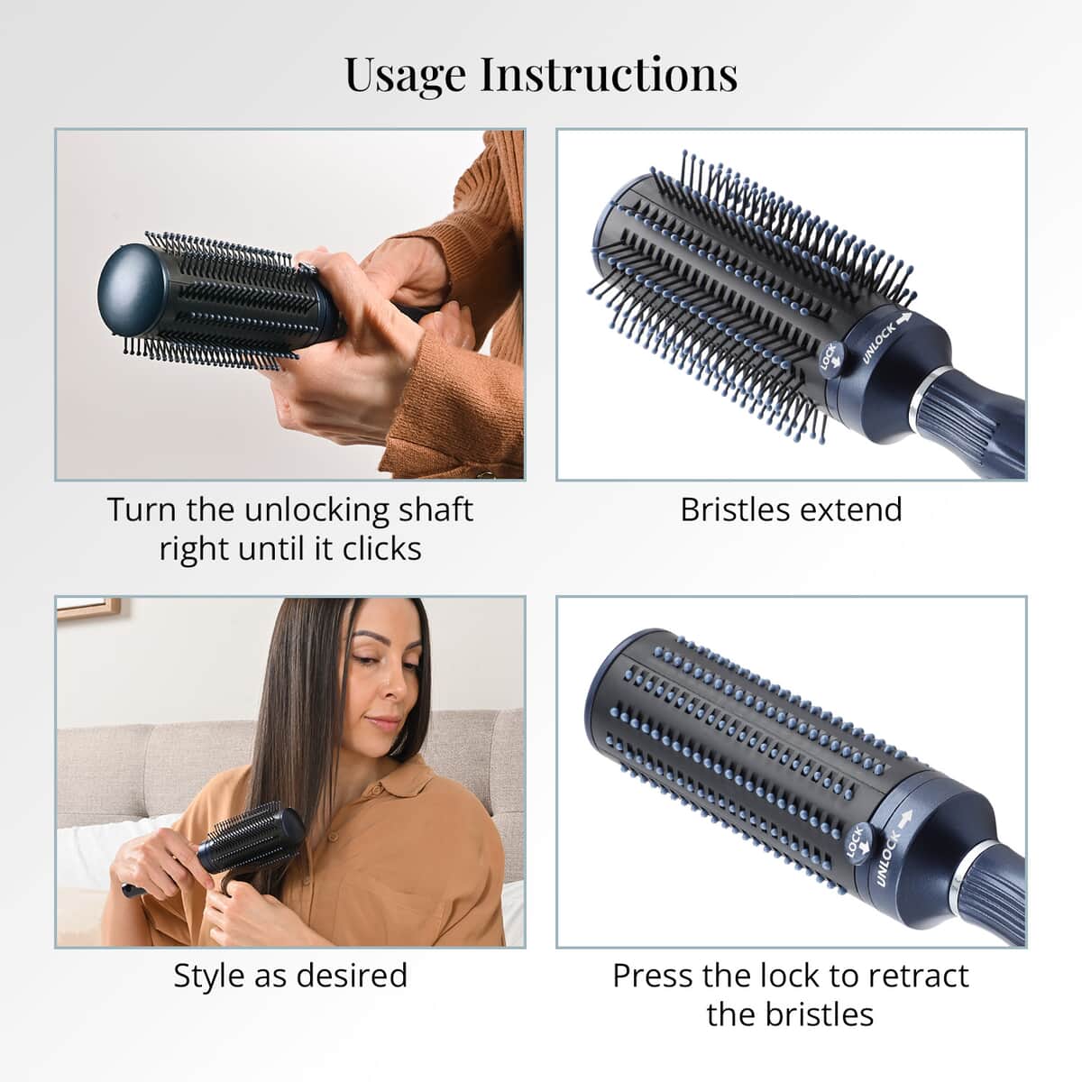 Neomi Detangler Hair Brush With Retractable Bristle Technology, Quick Clean Hair Comb For Loosening and Detangling - Navy (Patent Pending) (Del. in 7-10 Days) image number 4