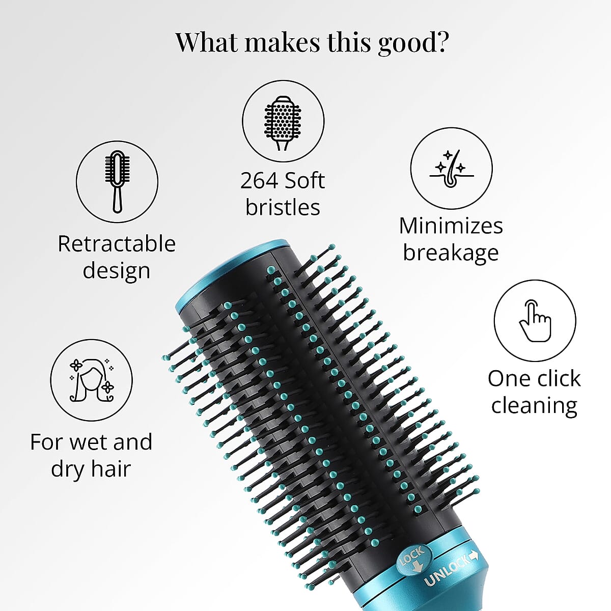 Neomi Detangler Hair Brush With Retractable Bristle Technology, Quick Clean Hair Comb For Loosening and Detangling – Blue (Patent Pending) image number 2