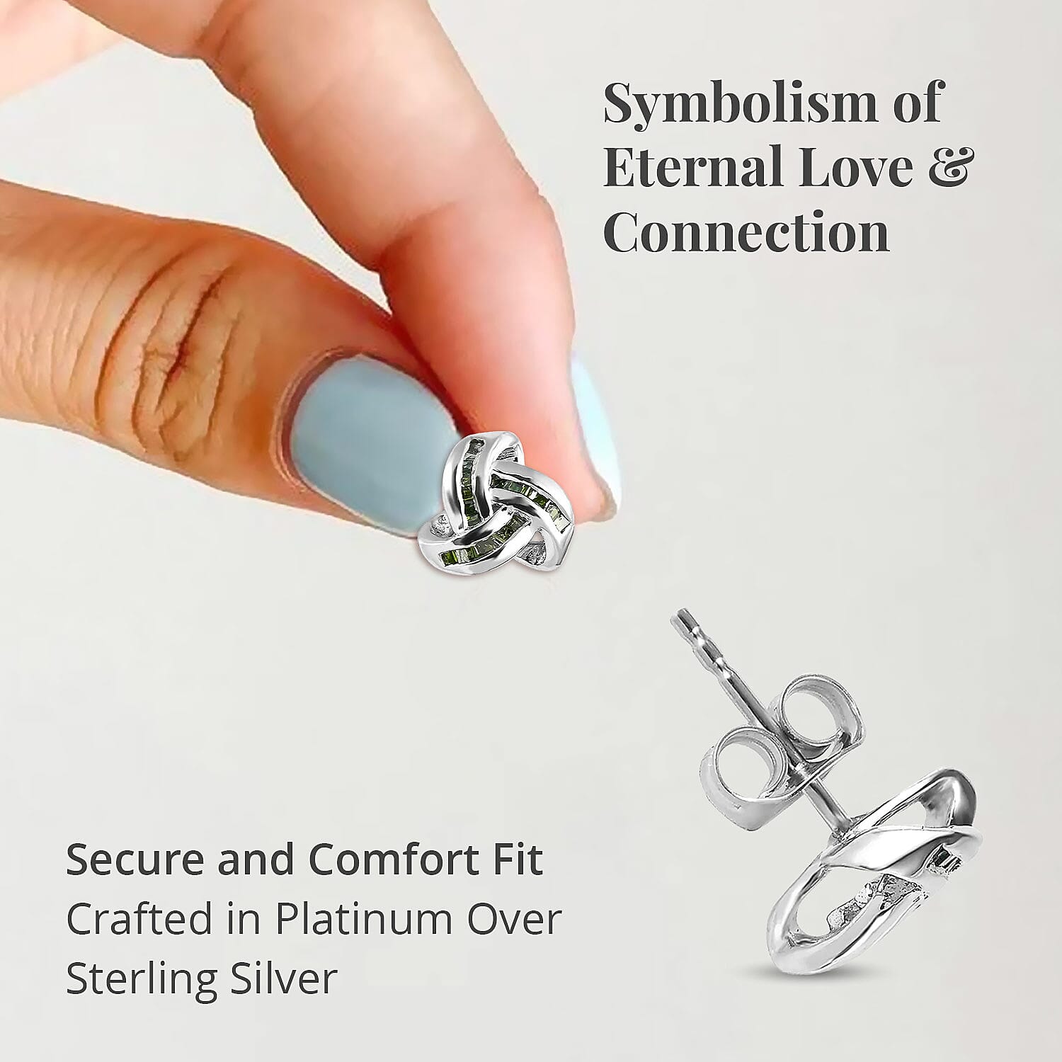 Diamond Knot Stud Earrings in Platinum Over Sterling Silver 0.25 ctw