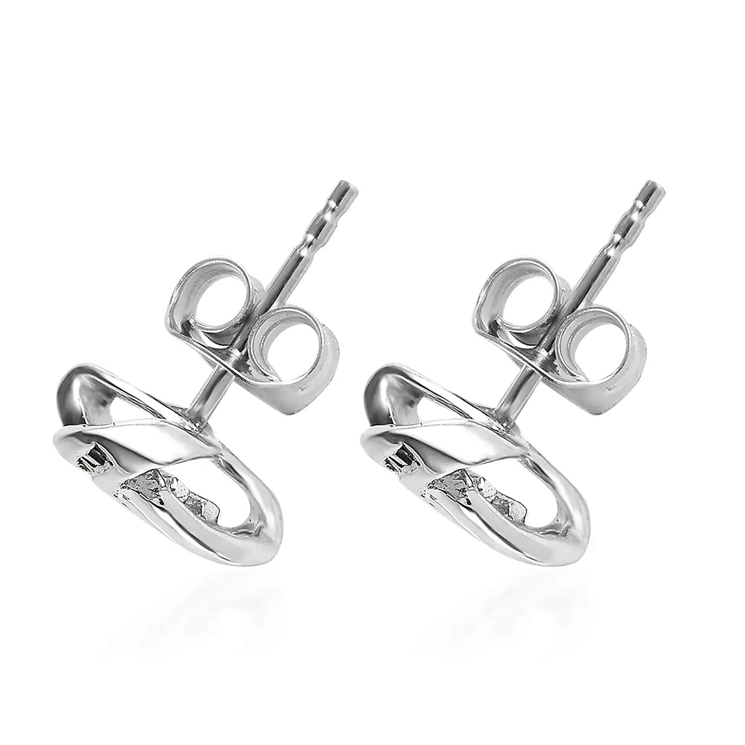 Diamond Knot Stud Earrings in Platinum Over Sterling Silver 0.25 ctw