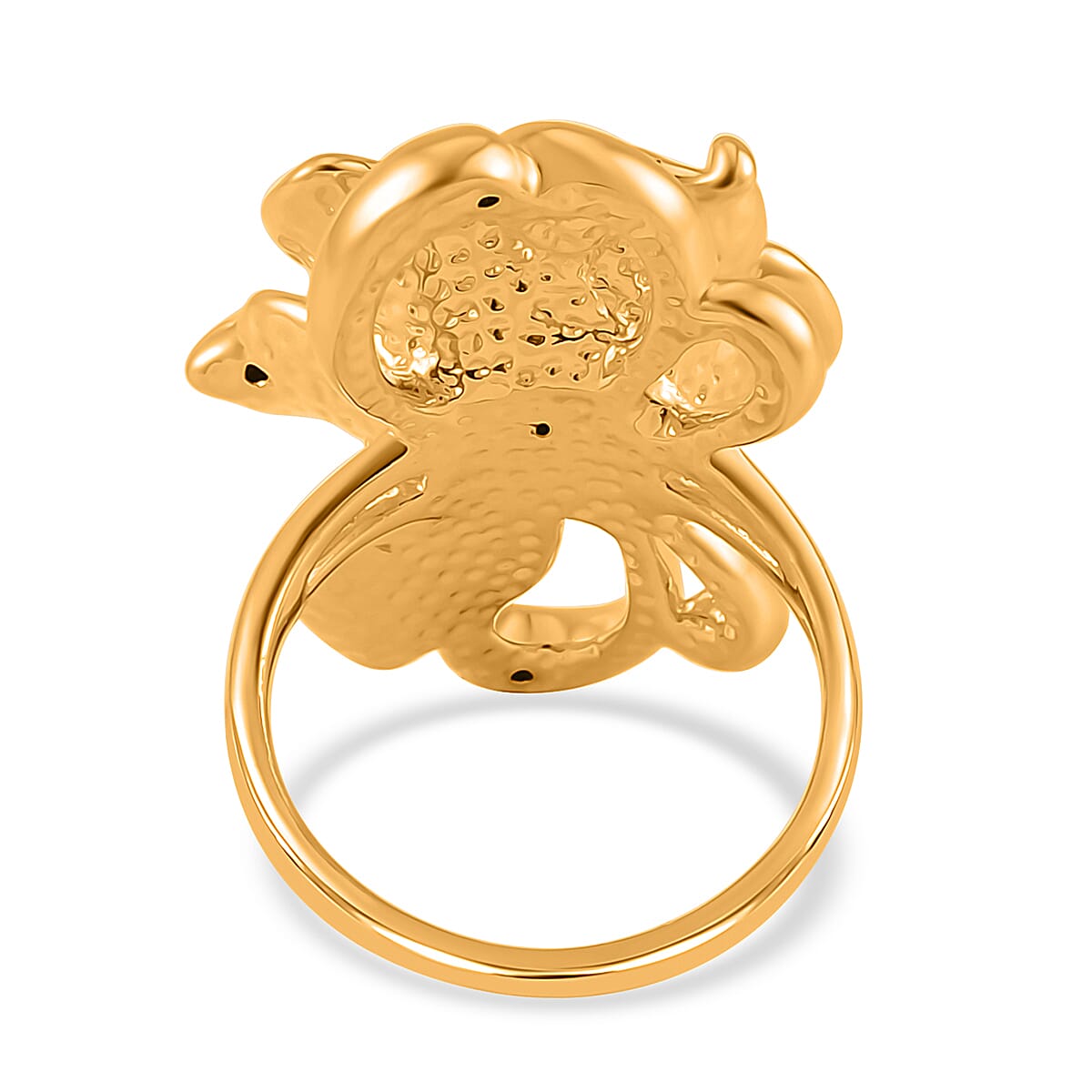 24K Yellow Gold Electroform Peony Floral Ring (Size 10.0) 2.75 Grams