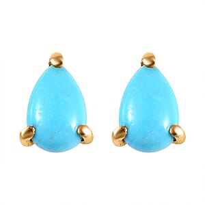 Sleeping Beauty Turquoise Solitaire Stud Earrings in 14K Yellow Gold Over Sterling Silver 0.80 ctw
