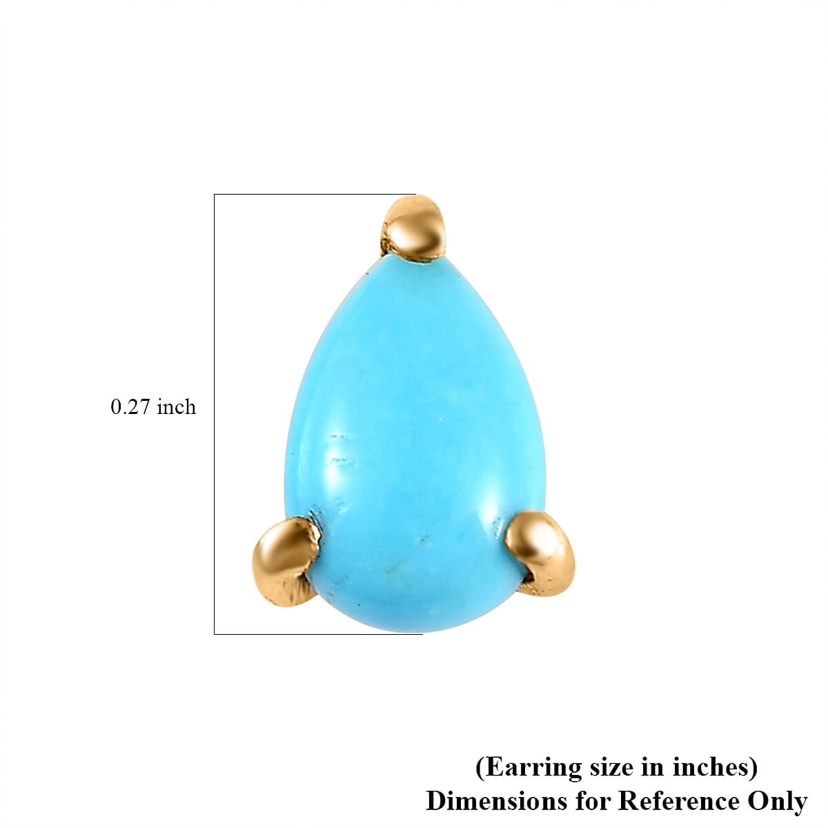 Sleeping Beauty Turquoise Solitaire Stud Earrings in 14K Yellow Gold Over Sterling Silver 0.80 ctw