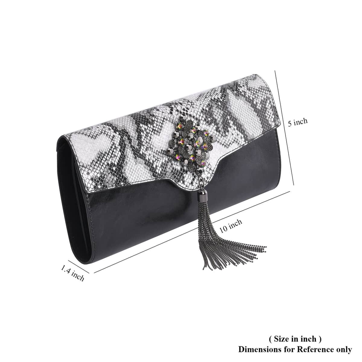 Black Color Snake Print Pattern Genuine Leather Crossbody Bag with Shoulder Strap image number 7