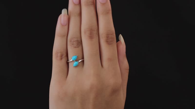 Sleeping Beauty Turquoise Bypass Ring in Platinum Over Sterling Silver 0.85 ctw