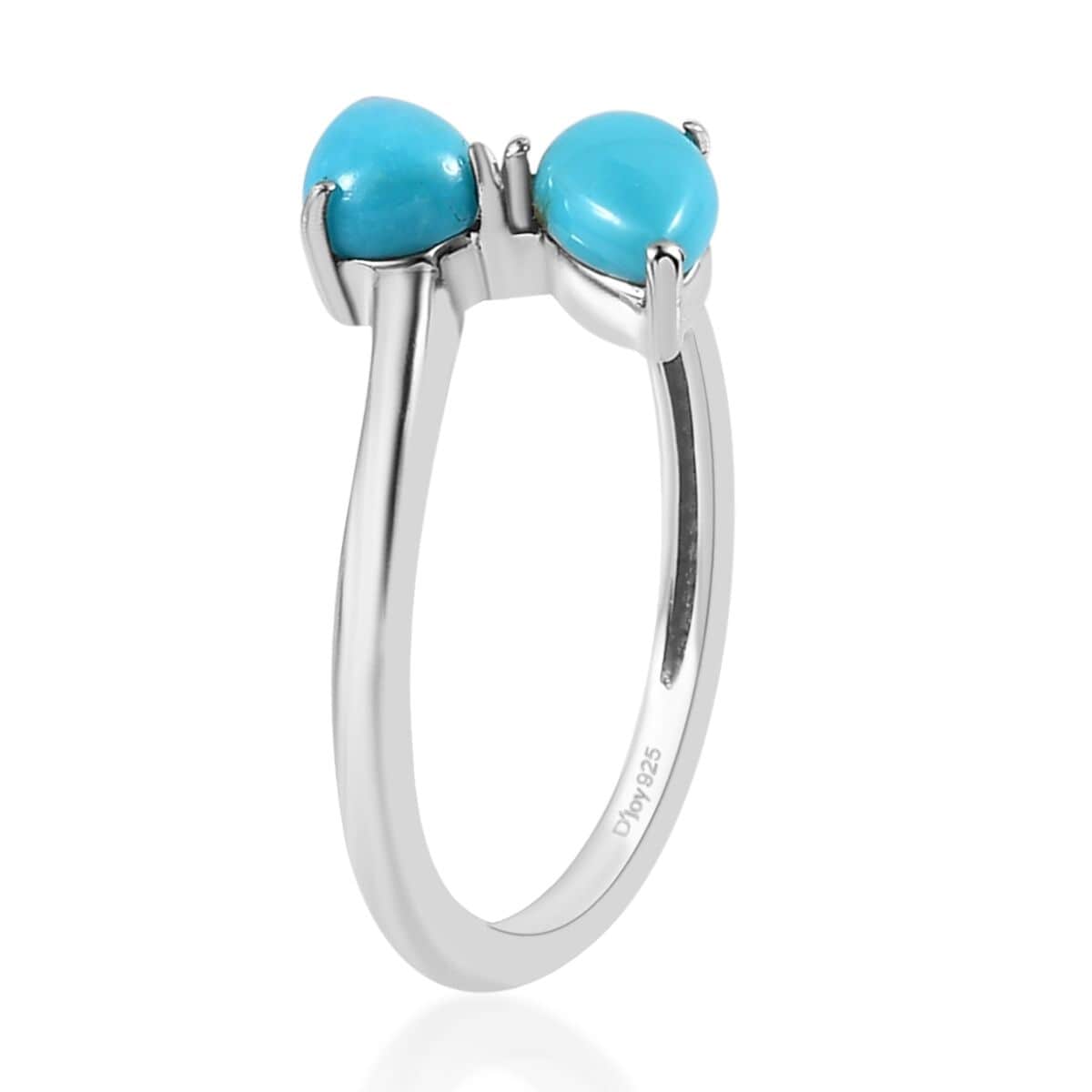 Sleeping Beauty Turquoise Bypass Ring in Platinum Over Sterling Silver 0.85 ctw image number 3