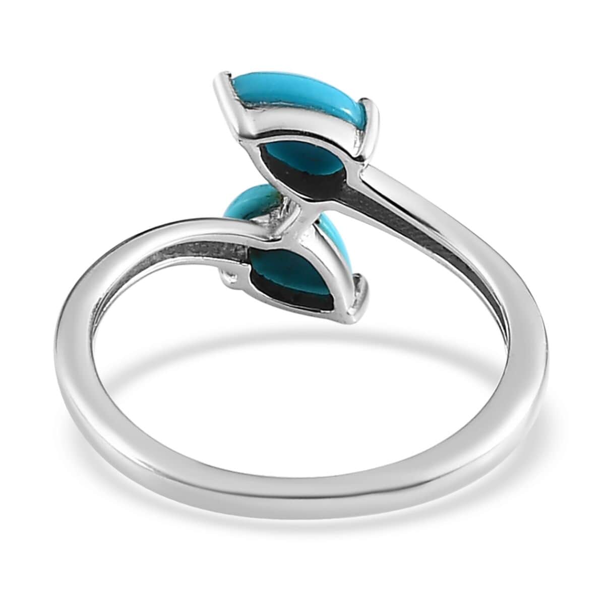 Sleeping Beauty Turquoise Bypass Ring in Platinum Over Sterling Silver 0.85 ctw image number 4