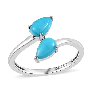 Sleeping Beauty Turquoise 0.85 ctw Bypass Ring in Platinum Over Sterling Silver (Size 9.0)