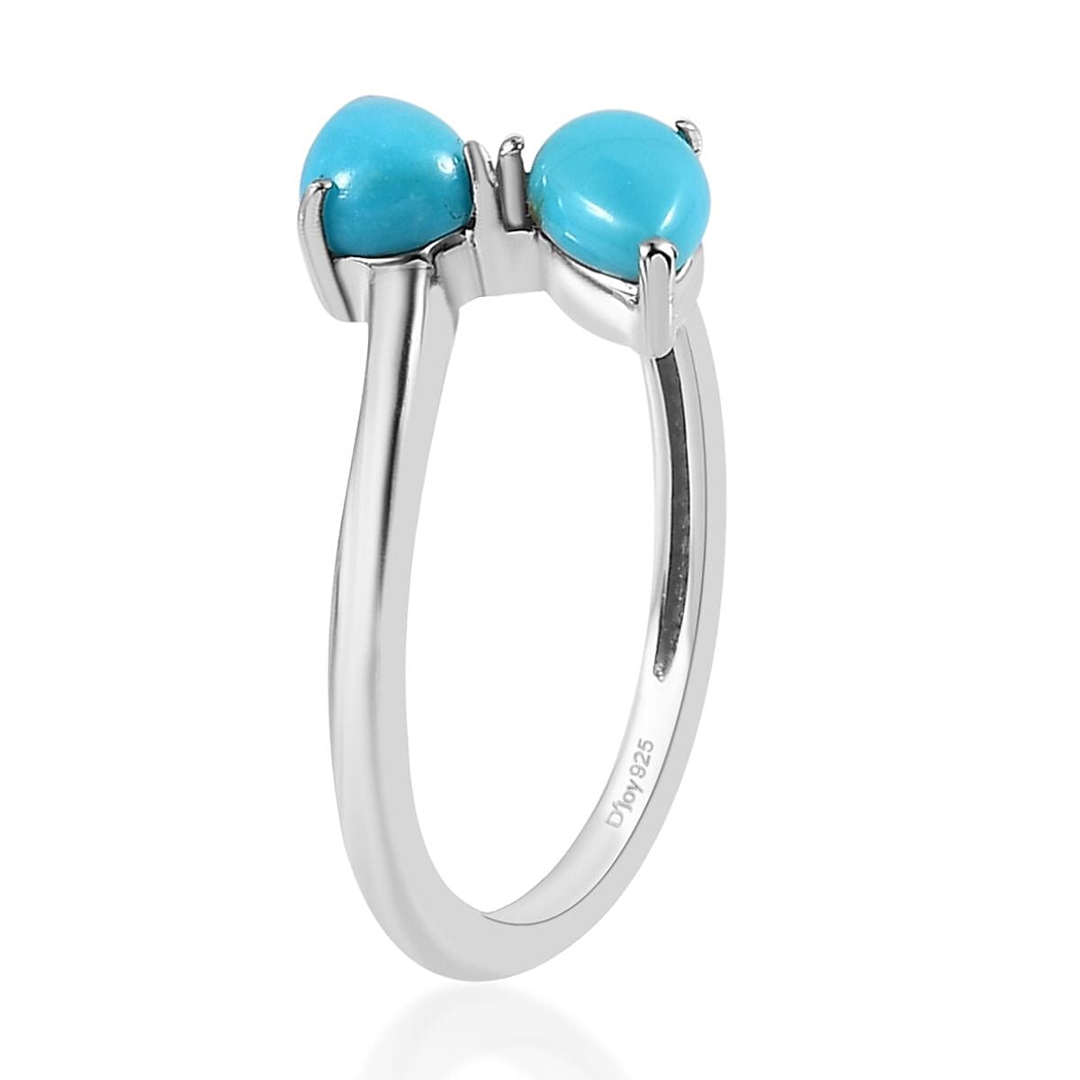 Sleeping Beauty Turquoise 0.85 ctw Bypass Ring in Platinum Over Sterling Silver (Size 9.0) image number 3