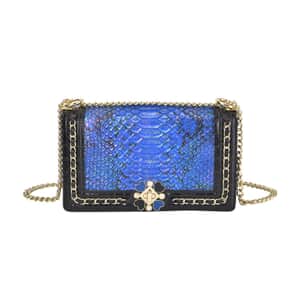 Shop LC Genuine Leather Snake Foil Pattern Crossbody Bag