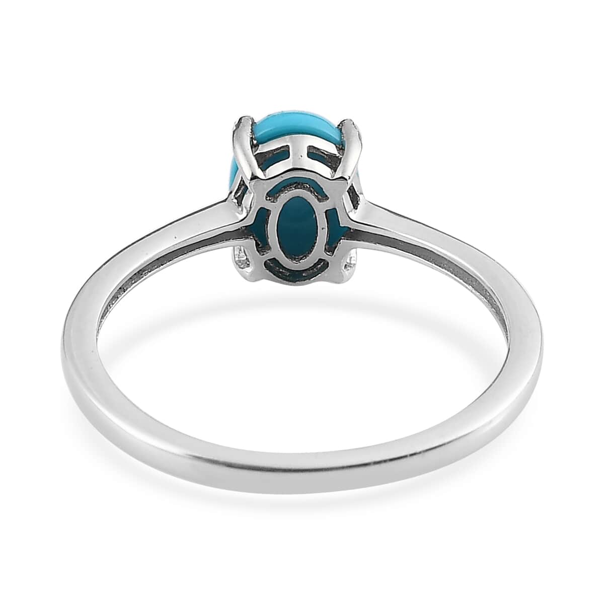 Sleeping Beauty Turquoise Solitaire Ring in Platinum Over Sterling Silver (Size 10.0) 1.00 ctw image number 4