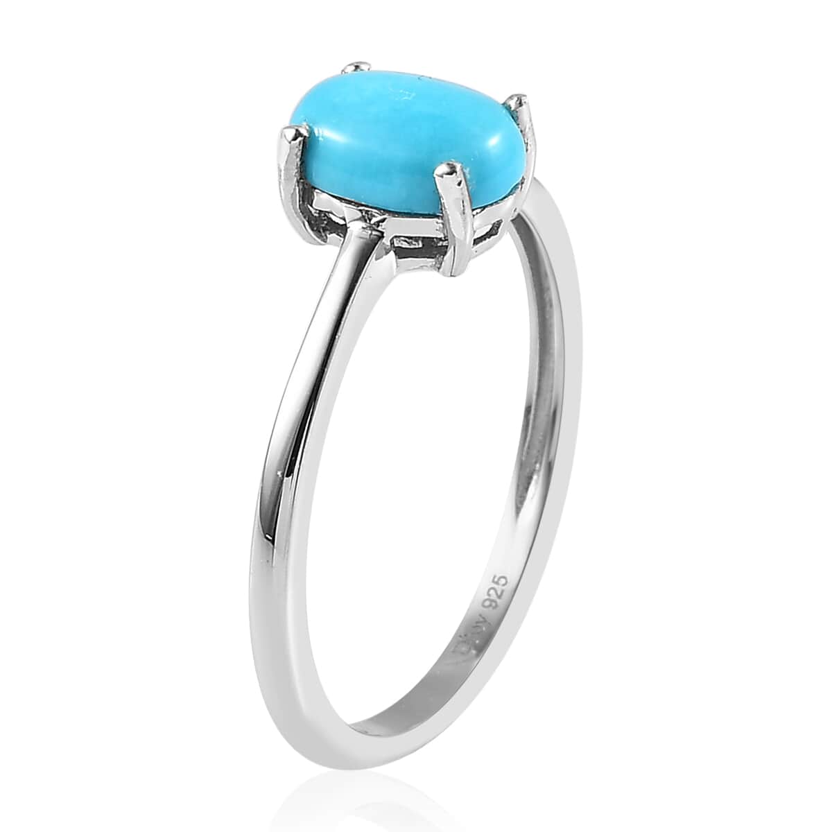 Sleeping Beauty Turquoise Solitaire Ring in Platinum Over Sterling Silver (Size 11.0) 1.00 ctw image number 3