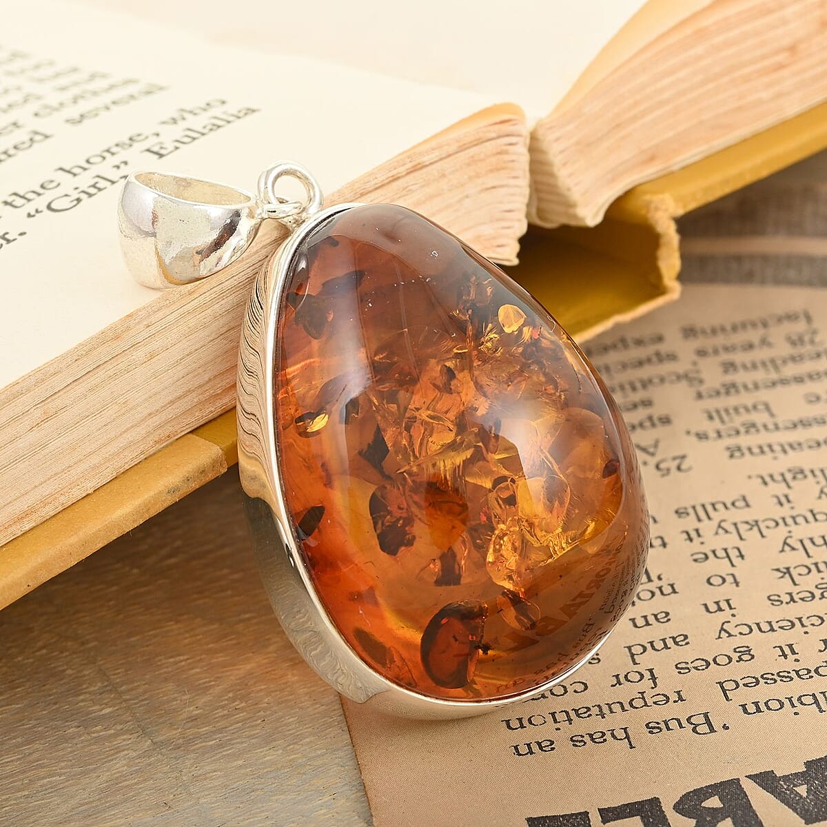 Baltic Amber Pendant in Sterling Silver image number 1