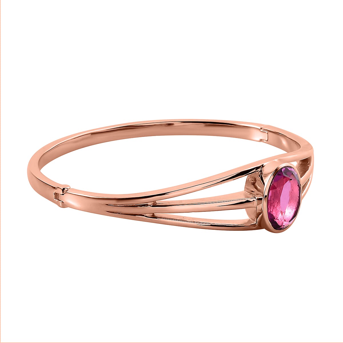Radiant Orchid Quartz (Triplet) Bangle Bracelet in ION Plated RG Stainless Steel (6.50 In) 9.65 ctw image number 3