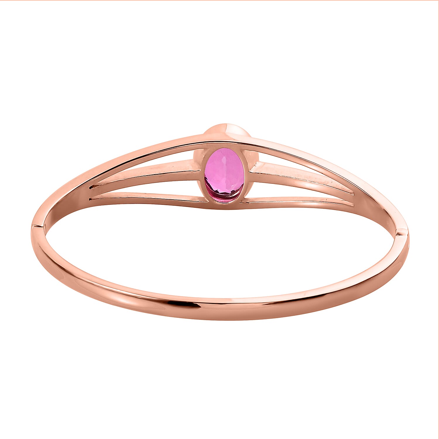Radiant Orchid Quartz (Triplet) Bangle Bracelet in ION Plated RG Stainless Steel (6.50 In) 9.65 ctw