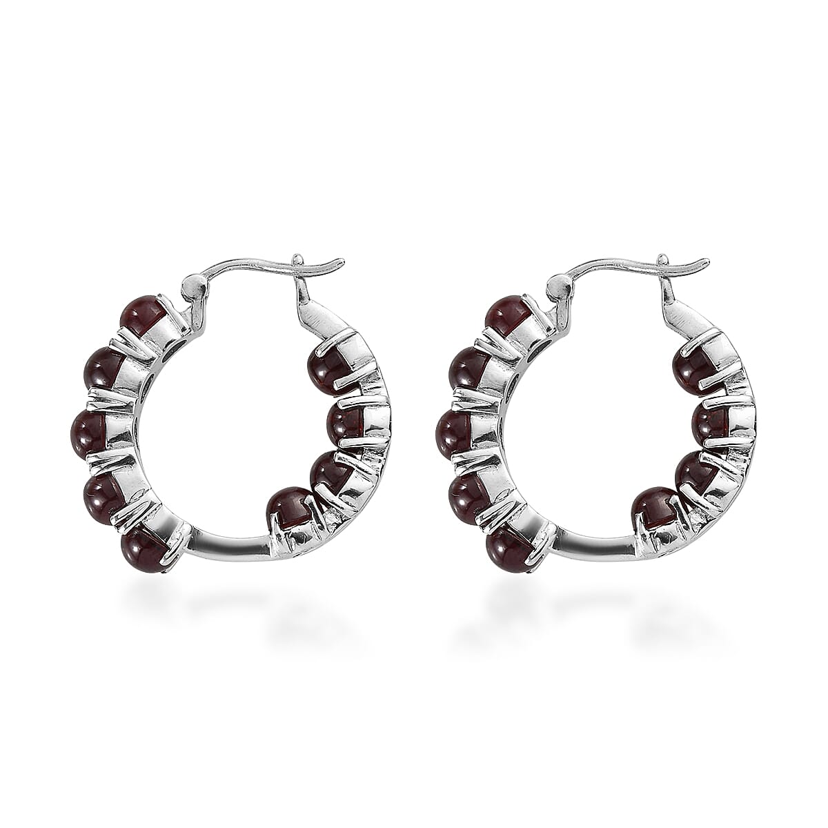 Mozambique Garnet Hoop Earrings in Stainless Steel 13.60 ctw