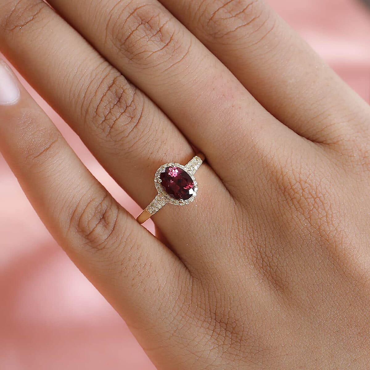 Iliana 18K Yellow Gold AAA Ouro Fino Rubellite and SI Natural Yellow Diamond Ring (Size 9.5) 1.55 ctw image number 2