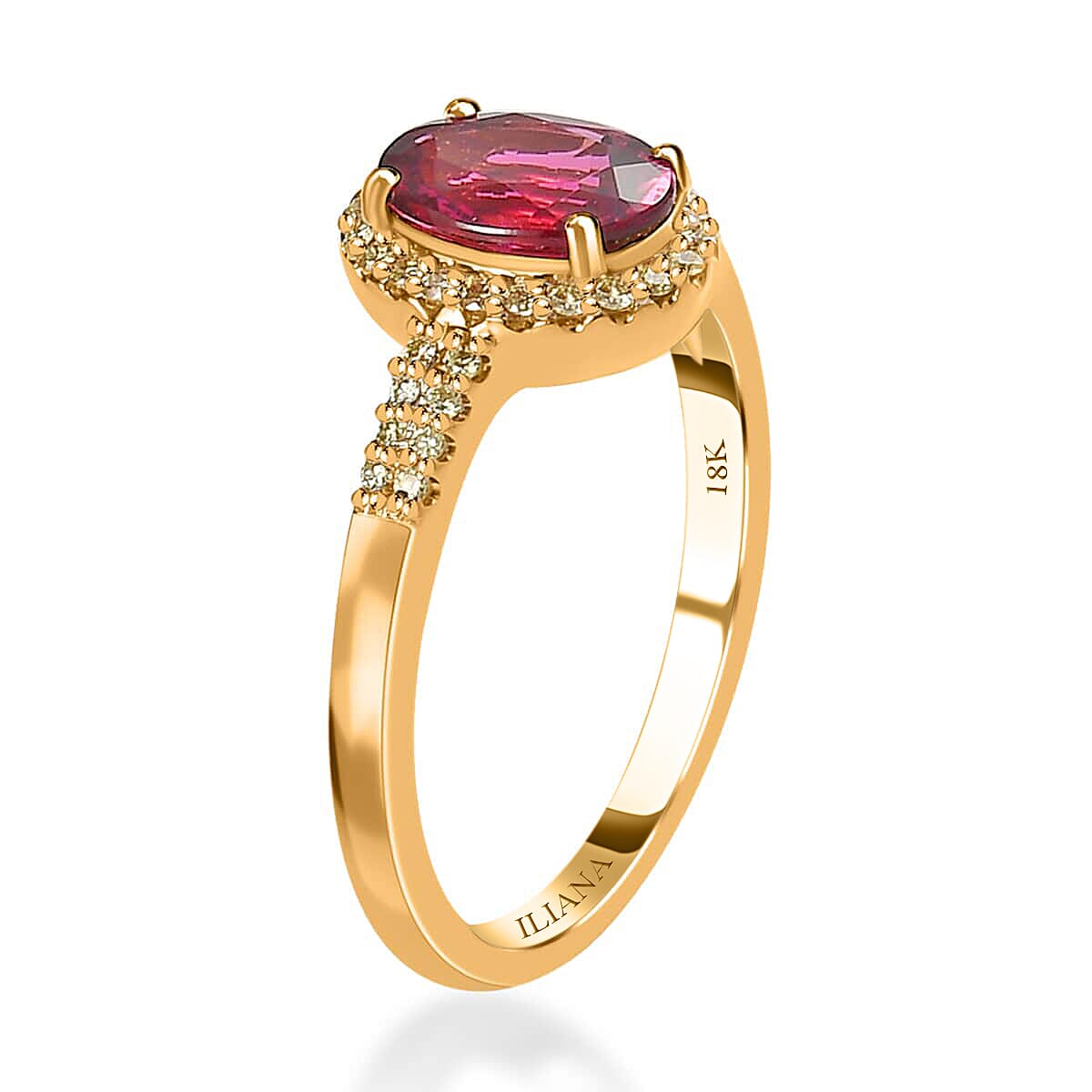 Iliana 18K Yellow Gold AAA Ouro Fino Rubellite and SI Natural Yellow Diamond Ring (Size 9.5) 1.55 ctw image number 3