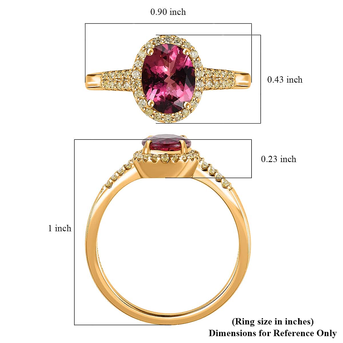 Iliana 18K Yellow Gold AAA Ouro Fino Rubellite and SI Natural Yellow Diamond Ring (Size 9.5) 1.55 ctw image number 5