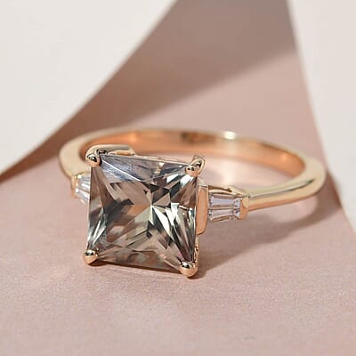Iliana 18K Yellow Gold AAA Princess Cut Turkizite and G-H SI Diamond Ring (Size 10.5) 3.00 ctw