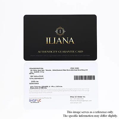 Iliana 18K Yellow Gold AAA Princess Cut Turkizite and G-H SI Diamond Ring (Size 10.5) 3.00 ctw