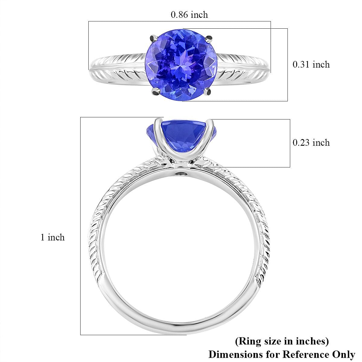 Rhapsody 950 Platinum AAAA Tanzanite Solitaire Ring (Size 11.0) 4.75 Grams 1.50 ctw image number 4
