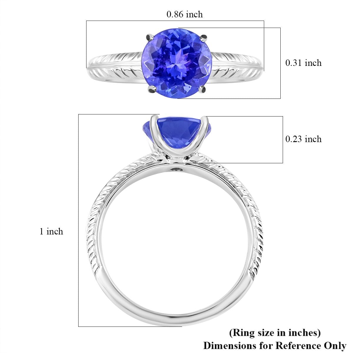 Rhapsody 950 Platinum AAAA Tanzanite Solitaire Ring (Size 7.5) 4.75 Grams 1.50 ctw image number 4