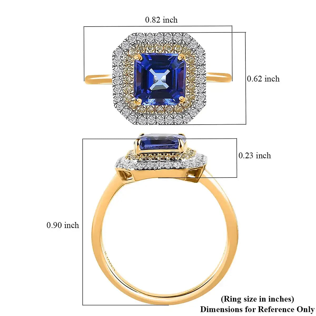 Iliana AAA Tanzanite Halo Ring, Tanzanite Ring, Natural Yellow and White Diamond Accent Ring,18K Yellow Gold Ring, Double Halo Ring, Wedding Rings 1.90 ctw image number 7